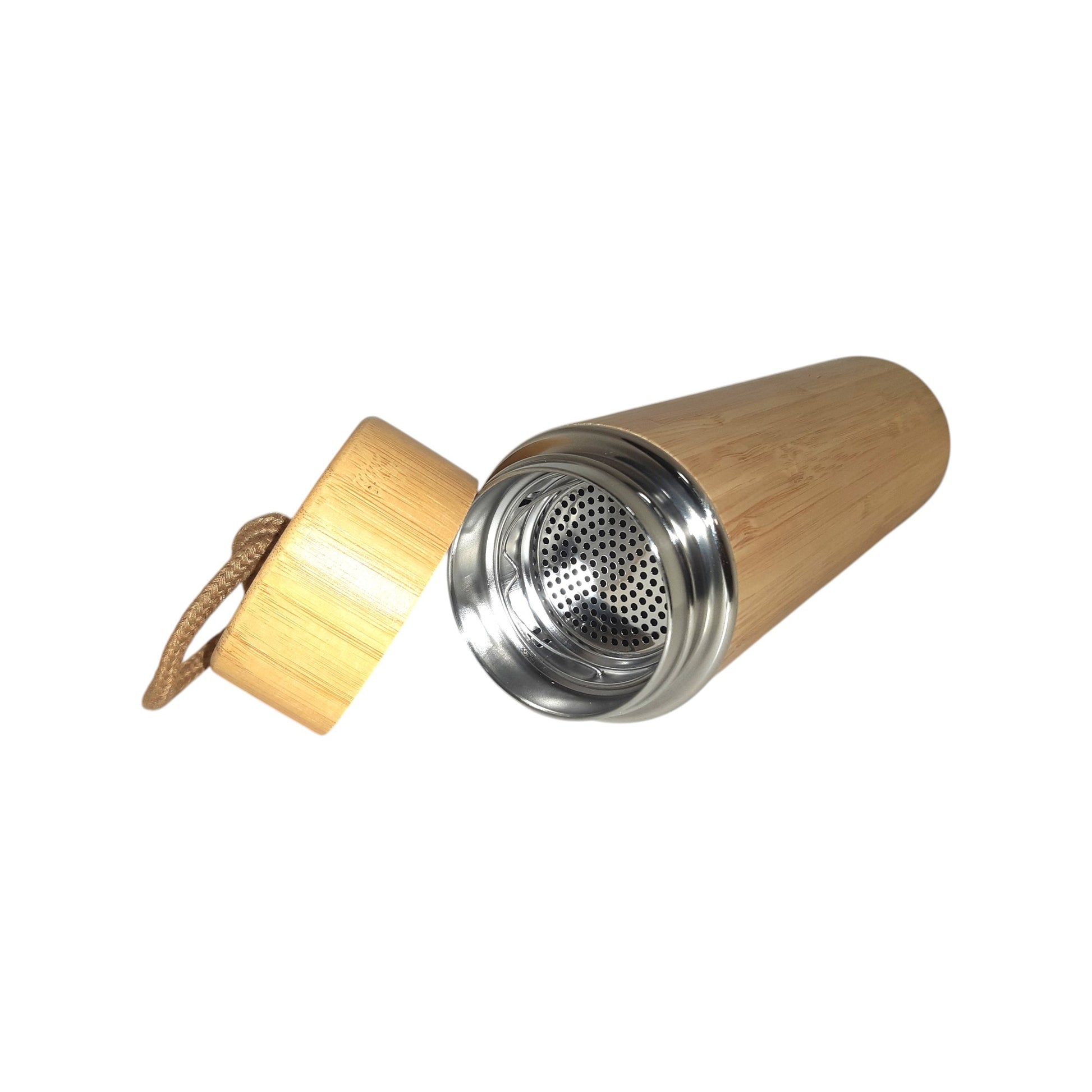 Rope Handle Lid Bamboo Bottle 500ml