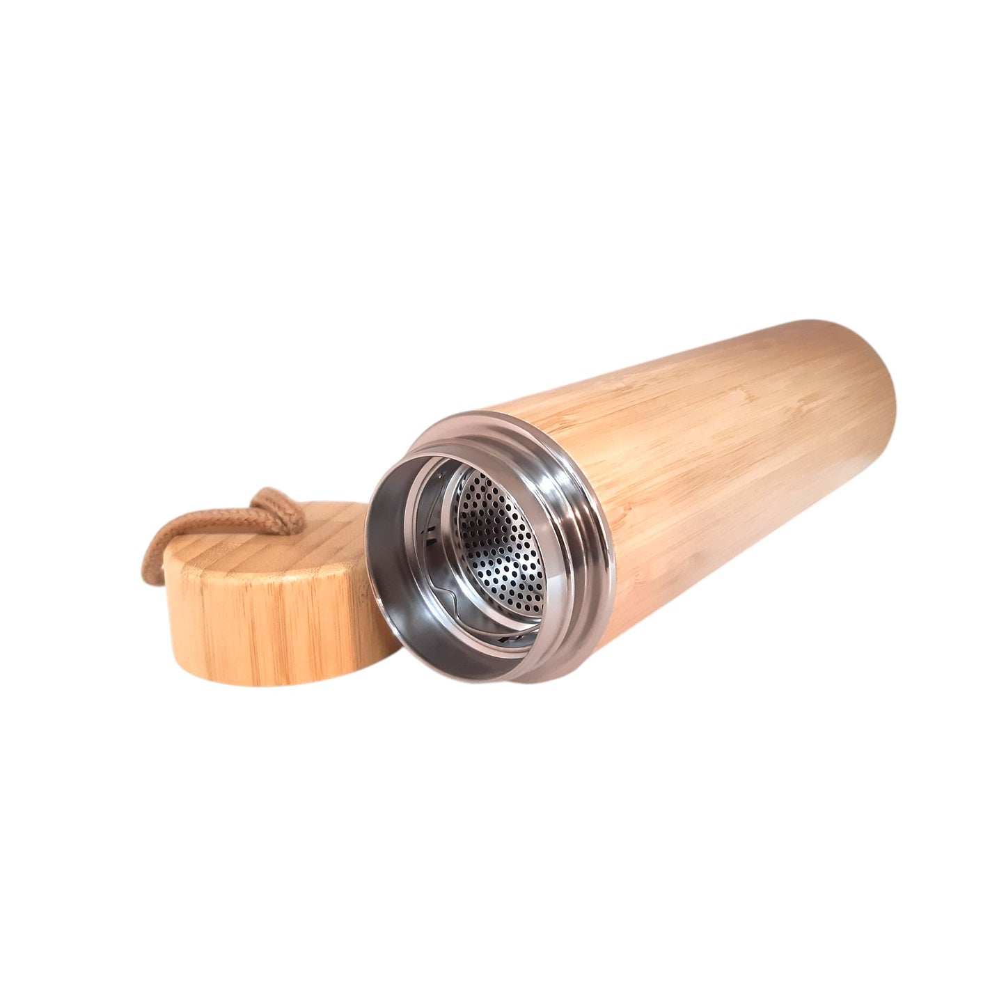 Rope Handle Lid Bamboo Bottle 500ml