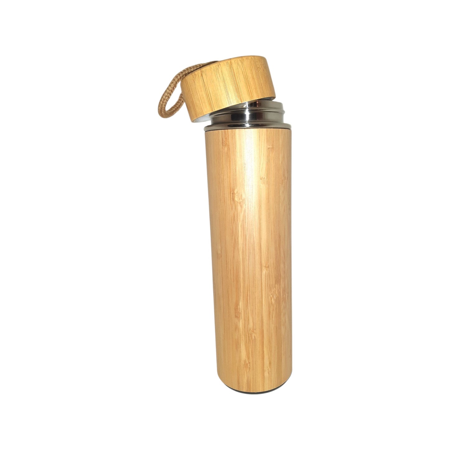 Rope Handle Lid Bamboo Bottle 500ml